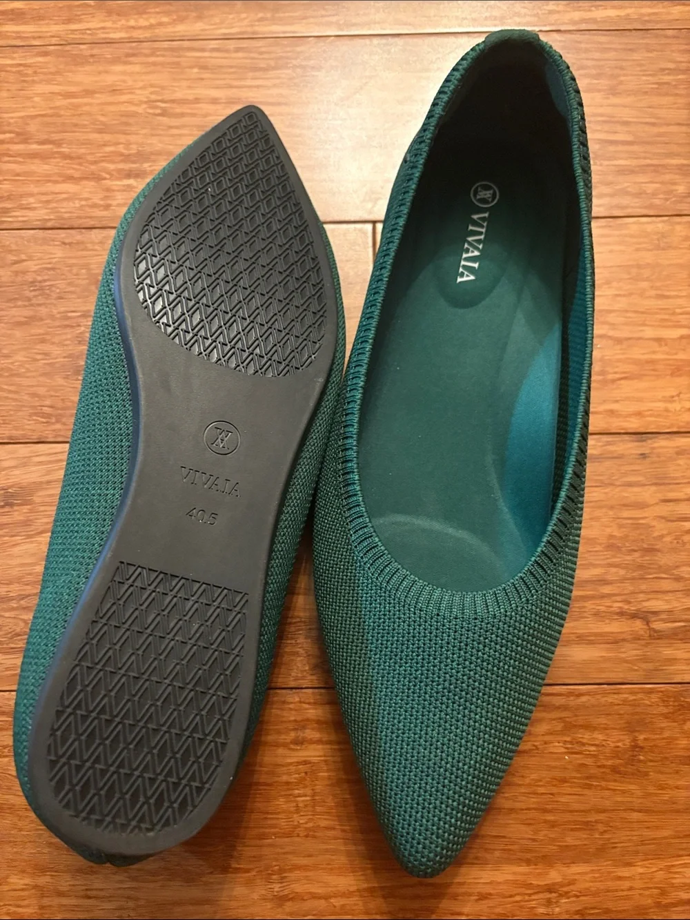 Vivaia Women's Pointed Knit Flats - Forest Green - soE 40.5 (9.5)